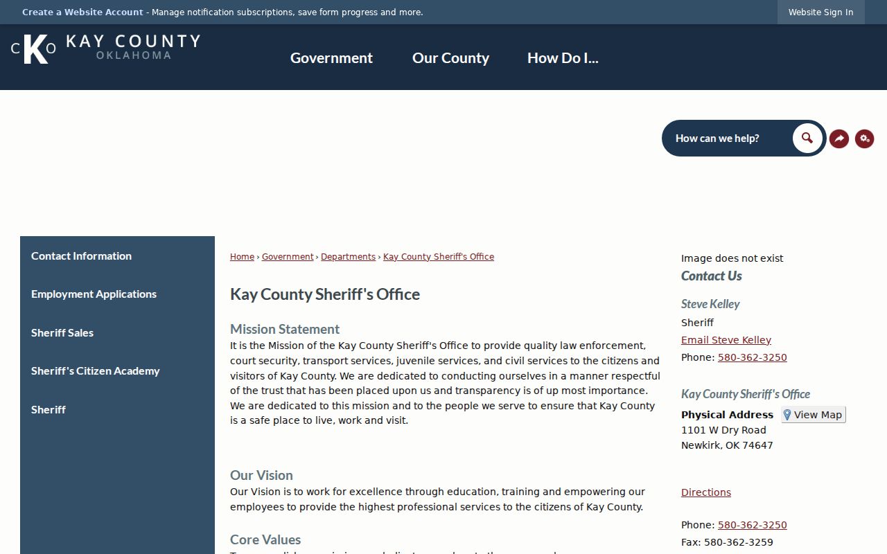 Kay County warrant records, sheriff contact and detention information